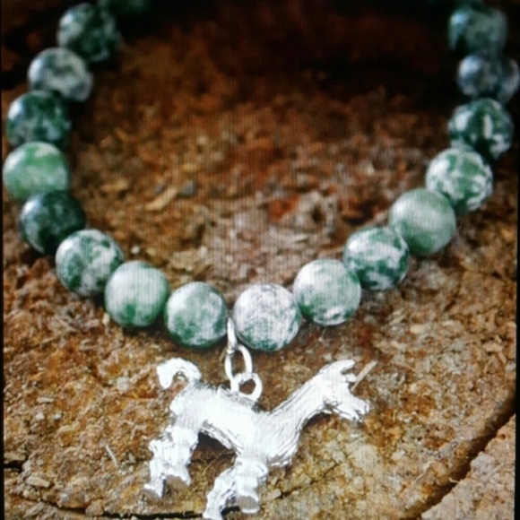 Silver Llama Alpaca Peruvian Green Agate Bracelet - Picture 1 of 3